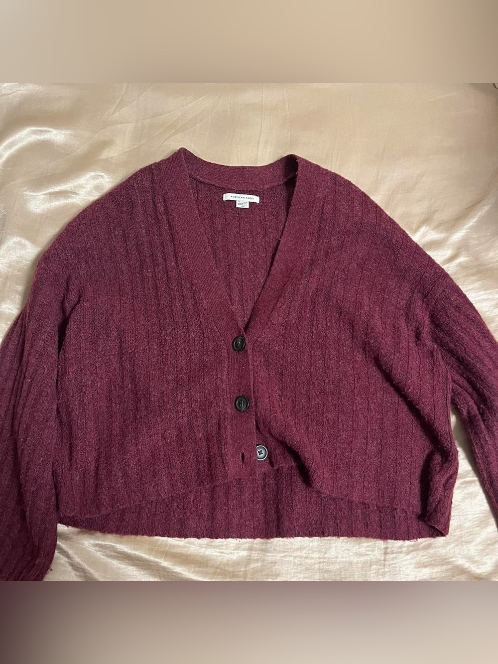 ੈ✩‧₊˚american eagle oversized knit chunky burgundy red cardigan
